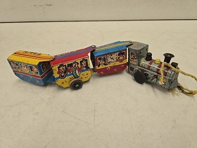 Vintage Linemar Toys Tin Litho Wind Up Choo Choo Animal Express Train - READ