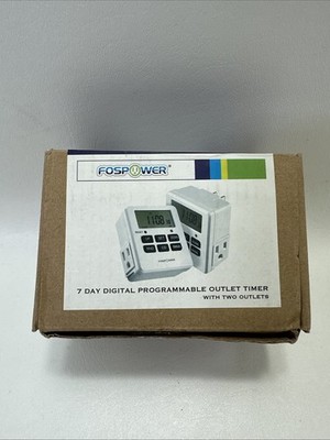 Fospower 7 Day Digital Timers for Electrical Outlets Indoor, Heavy Duty Dual ...
