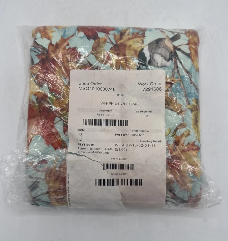 Northcott - Autumn Breeze - Birds And Leaves - Teal/Multi, Fabric BTY 3 Yards - Image 2 of 3