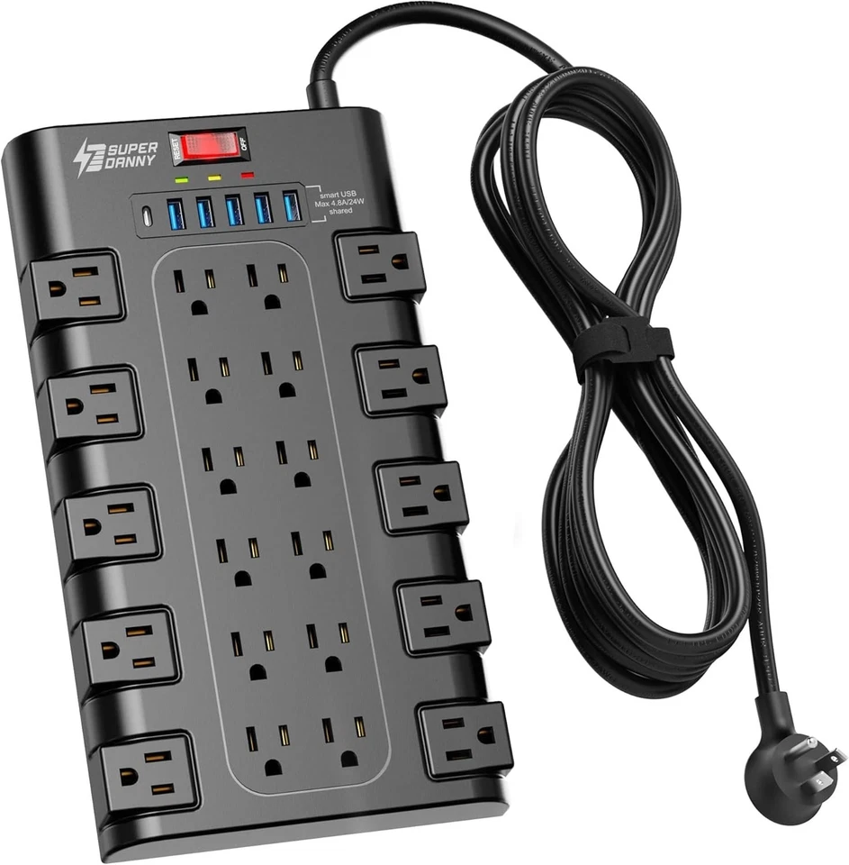 Extension Cord 10 Ft, Power Strip Surge Protector - Image 3 of 4
