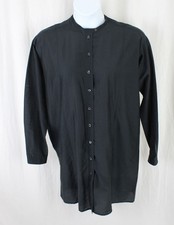Gucci Women's Black Cotton Silk Blend Button Down Long Sleeve Tunic Top 44 US L