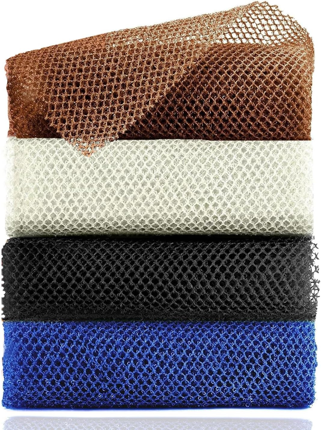 4 Pieces African Exfoliating Net Sponge, 33 inch Long Bathing Sponge Shower B...