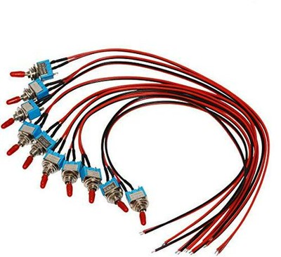 Kippschalter, Ein/Aus SPST mit vorgelöteten 20AWG Kabeln, 3V/5V/12V/24V/72V/240V 2