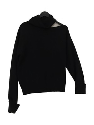 Paige Damen Top M schwarz Wolle mit Nylon Langarm Stehkragen Basic