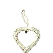 WICKER HEART DECORATION white rosebud, scrabble 26cm x 22cm  white,Mothers Day 