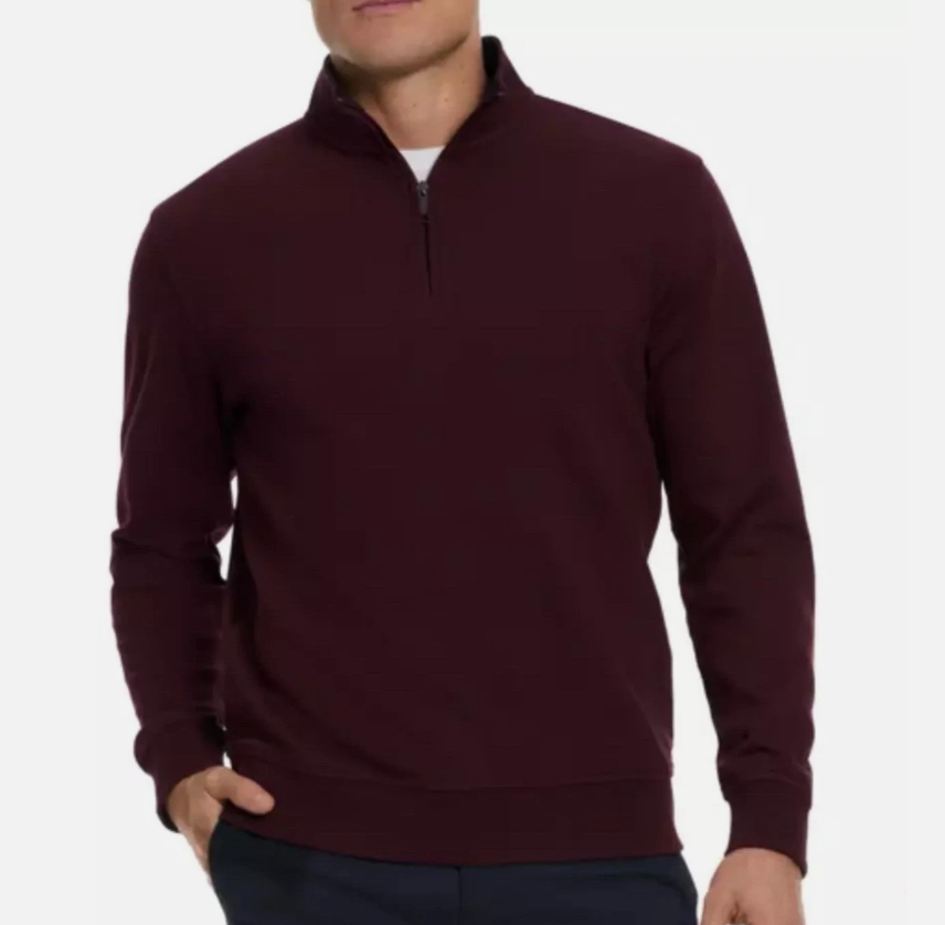 Ted Baker black Textured 1/4 Quarter Zip Pullover Sweater Red Size XL