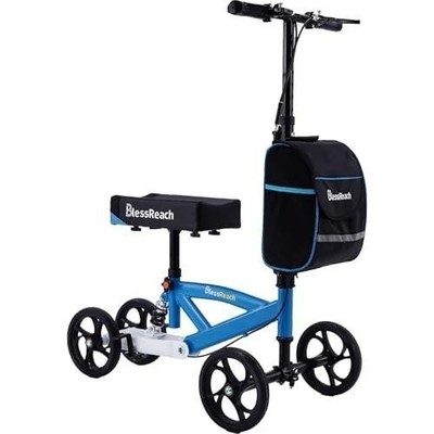 Blessreach Knee Scooter Walker Steerable Foldable 300Lb Brake Blue, Wb-2202