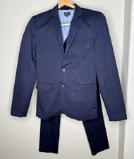 J Crew Crewcuts Thompson Suit Jacket Youth 16 Navy Blazer and Pant Set Stretch