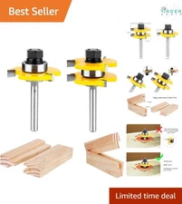 Tongue and Groove Router Bits 1/4 Inch Shank 3 Teeth Wood Milling Cutters