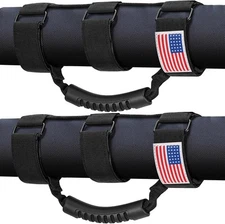 Roll Bar Grab Handles with US Flag, 2 x Grip Handles for 1955-2023 Jeep Wrangler