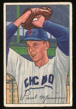 1952 Bowman #211 Paul Minner Chicago Cubs - Rookie Card. rookie card picture
