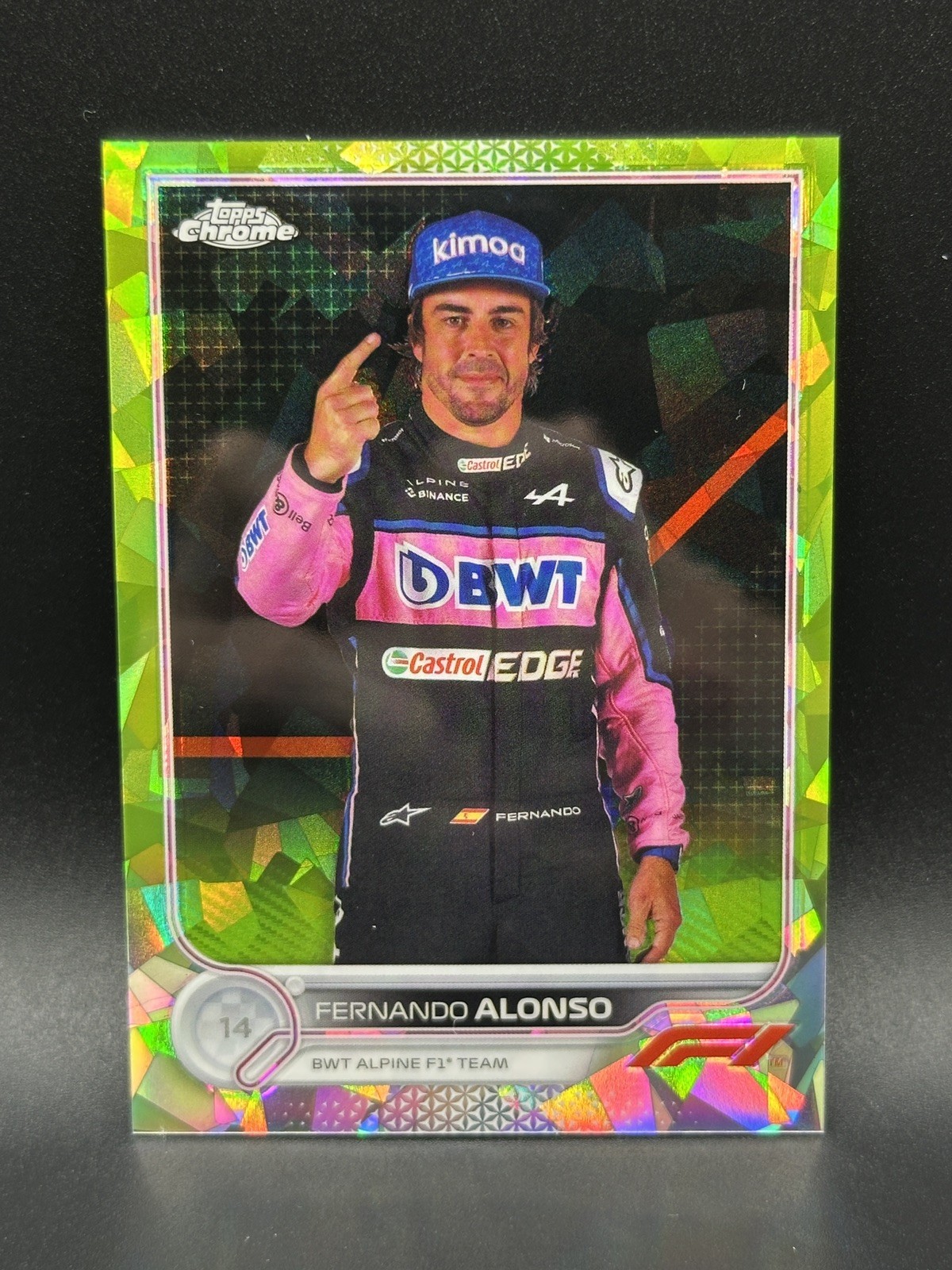 2022 TOPPS CHROME SAPPHIRE FORMULA 1 F1 #13 FERNANDO ALONSO CHARTREUSE /199