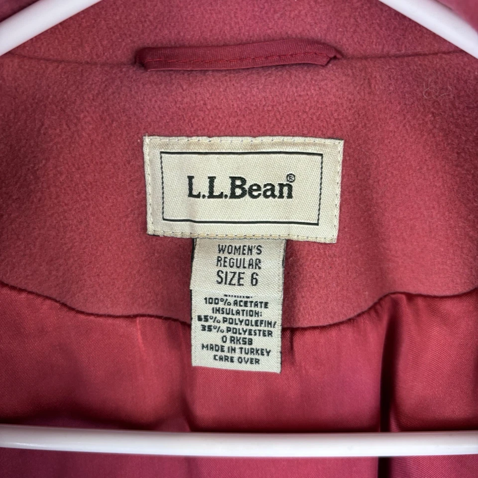 LL Bean Womens Wool Cashmere Blend Jacket Coat Size 6 Peacoat Coral Pink - Image 4 of 4