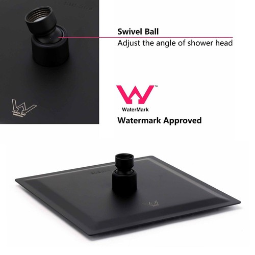 Matte Black Square Bathroom Wall Spout Basin Mixer Tap Shower Head Grate Waste - Picture 98 of 198
