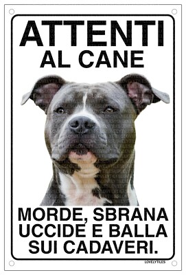Cartello 'Attenti Al Cane' Amstaff - In PVC 15x20 Cm, Per Recinzioni E Giardini - Foto 2