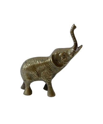 Vintage Brass Elephant Statue Figurine Retro Home Decor Trunk Up Good Luck 4 