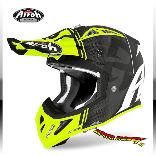 CASCO AIROH IN FIBRA CROSS ENDURO AVIATOR ACE KYBON YELLOW MATT TAGLIA M  (57-58) | eBay