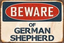 Beware of German Shepherd Aluminum 8x12 Metal Novelty Vintage Reproduction Sign