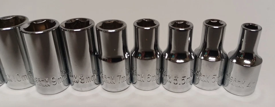 12pc CHROME CR-V, CRESCENT,  1/4" Drive, Metric, 6 point socket set lot - Image 3 of 3