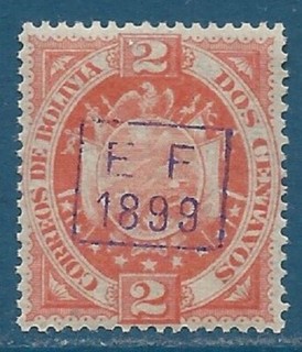 Bolivie N°55 Armoiries 2c vermillon surchargé EF 1899 neuf