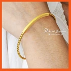 9K YELLOW GOLD FILLED Minimal ID Bar Twist Band SOLID CUFF BANGLE BRACELET 60MM