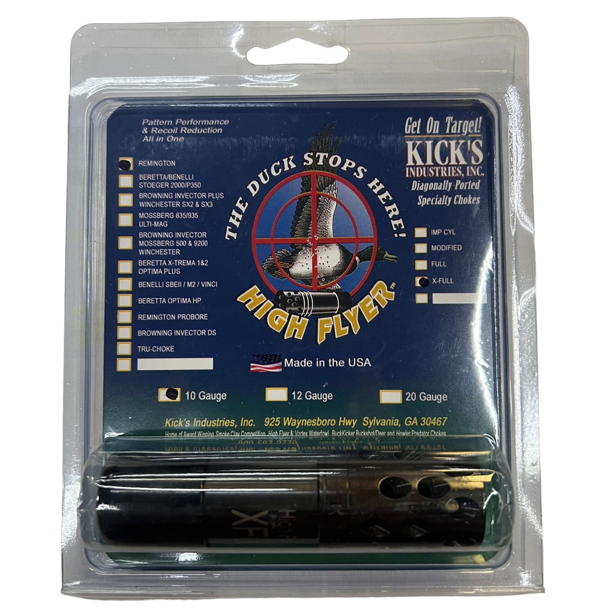 KICKS HIGH FLYER PORTED BLACK CHOKE TUBE X-FULL 10GA REMINGTON