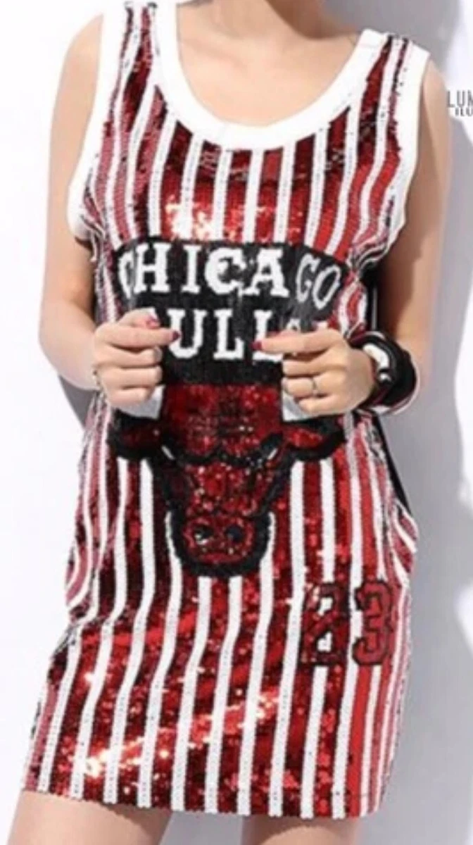 Chicago Bulls Fully Sequined Jersey/shift Dress