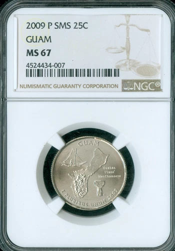 2009 D GUAM QUARTER NGC MS67 SMS   *