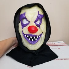 VTG Scary Clown Mask Shroud Purple Red Nose Creepy Killer ICP Insane Clown Posse