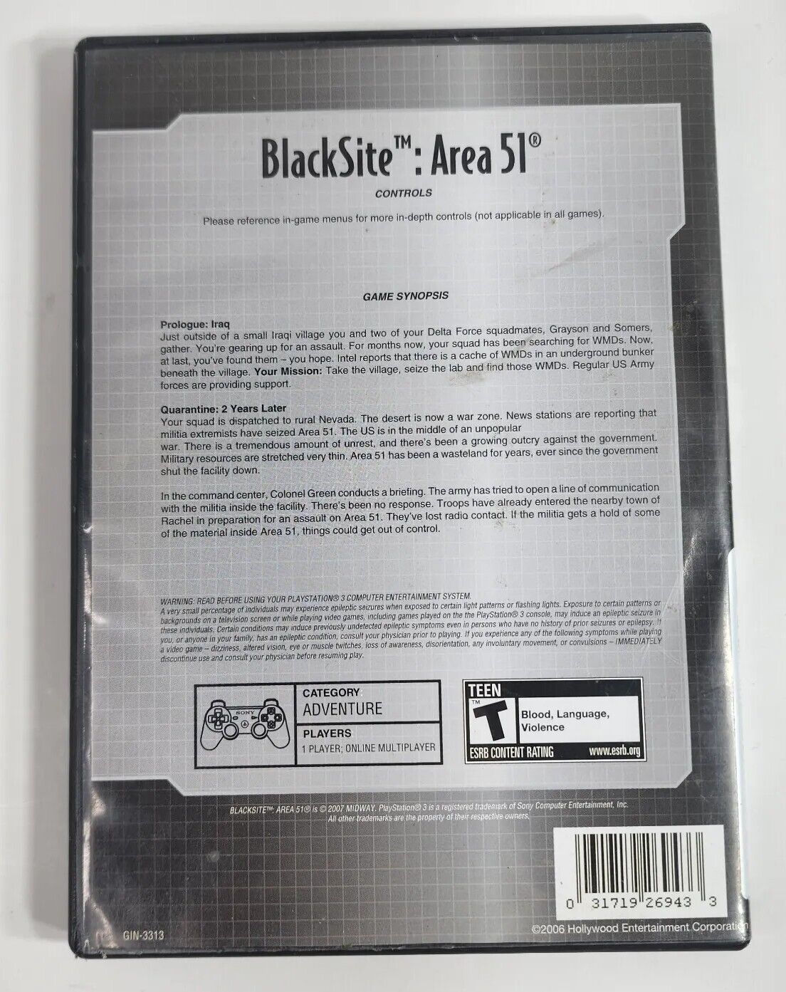 🔥BlackSite: Area 51-PS3 No Scratches! 31719269433