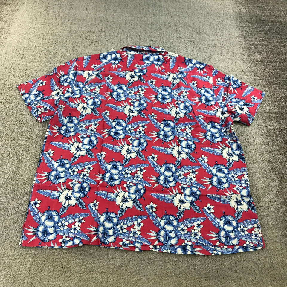 Nat Nast Shirt Mens Large Button Up Camp Hawaiian Floral Red Blue All Over Print - Image 4 of 4