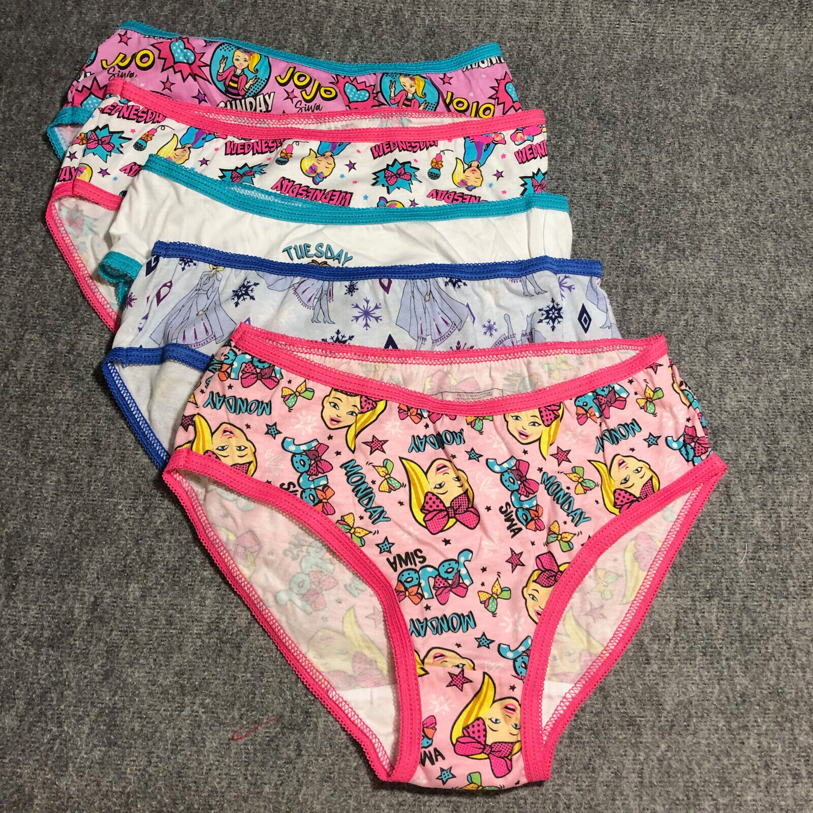 Disney Frozen II Jojo Siwa Girls 5 Pack Assorted Multicolor Panties Size 8  NWOT