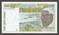 West African States - Togo 500 Francs (1991); UNC; P-810Ta; BNB-B115Ta; Tractor