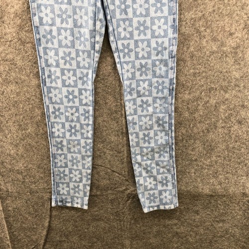 Zara Girls Size 9 Jeggings Blue Flower Print Denim Leggings Hippie Retro 134 cm - Picture 4 of 8