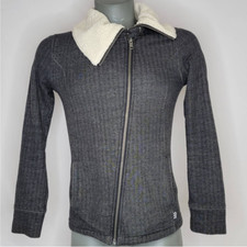 Vans Women's Jacket Asymmetrical Full Zip Sherpa Fleece Lined Buckle Gray Size S