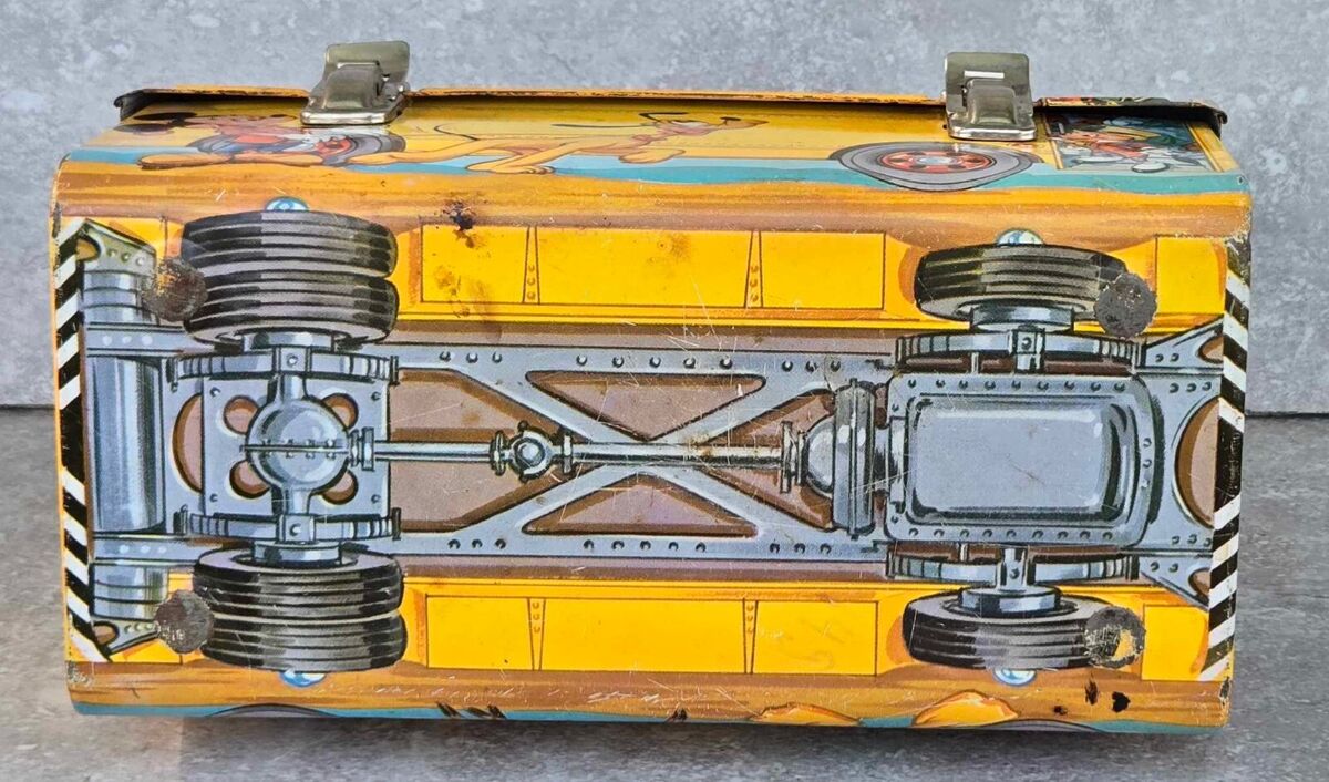 Vtg 60s Walt Disney School Bus Metal Lunch Box Aladdin No Vtg 60s Walt Disney School Bus Metal Lunch Box Aladdin No