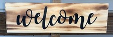 farmhouse wood sign WELCOME country wooden rustic porch entry small 12 inch