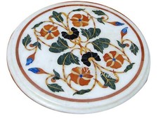 Tavolino da caffè rotondo in marmo per casa design antico comodino da lavoro intarsiato