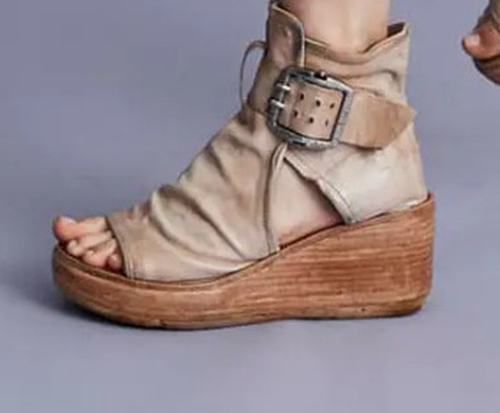 Women's Sandals Summer Retro Open Toe Platform Sandals PU High Top - Bild 2 von 15