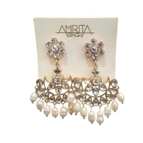 Amrita Singh Women's Statement Chandelier Earrings, Gold tone, Freshwater Pearl