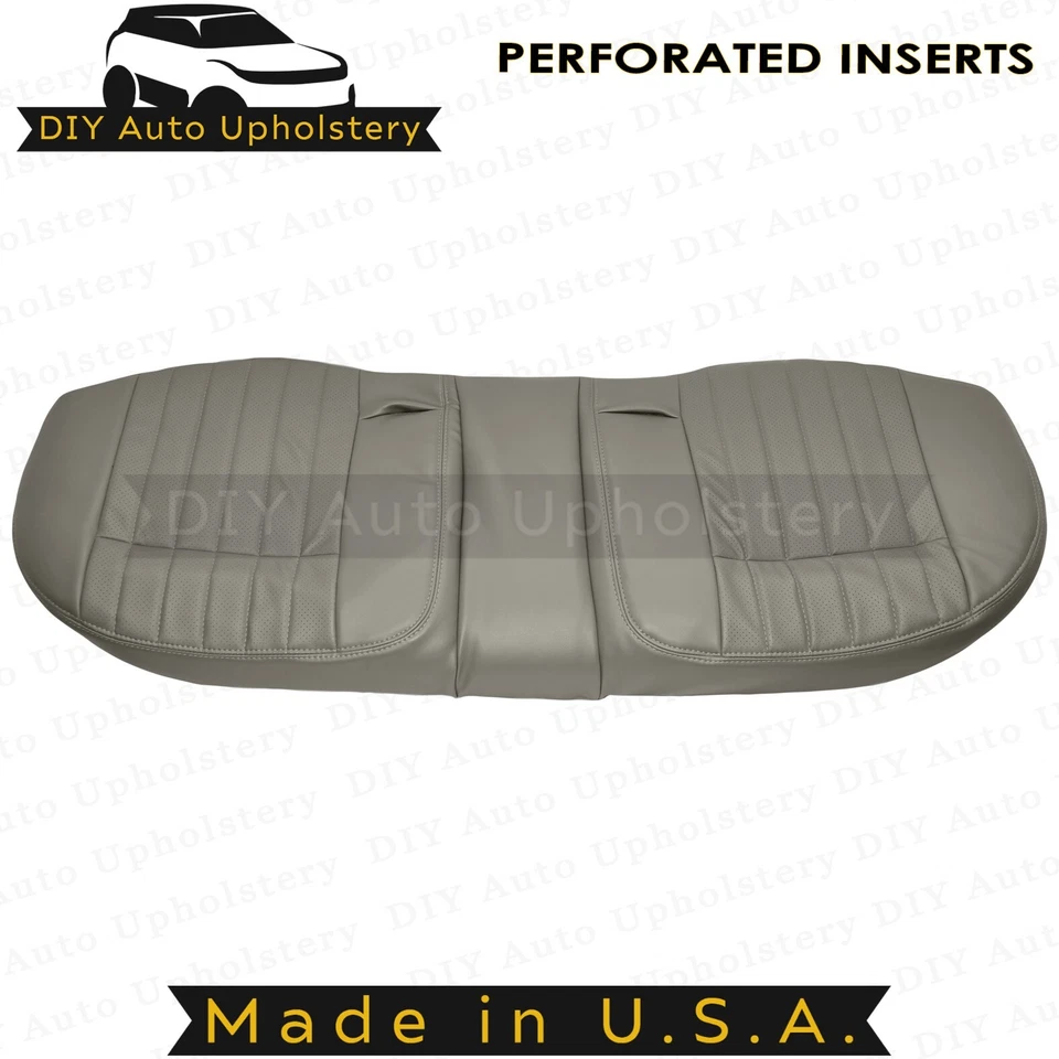 1994-1996 For Chevy Impala Rear Bench Top & Bottom Synth Leather Seat Cover Gray - Image 4 of 4