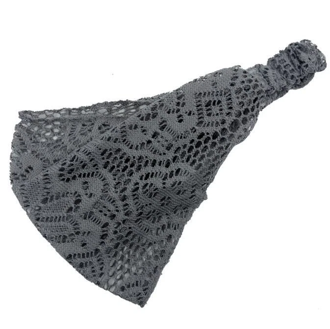 Diadema deportiva ancha de encaje para yoga diadema elástica banda elástica turbante Foto 3 de 4