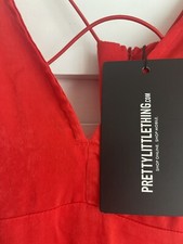 PRETTY LITTLE THING PLT-Red Cross Back Dress / Gown Size UK8 Brand NEW