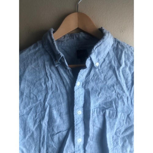 Neu J.Crew blaues Leinenhemd mit Knopfleiste für Herren Größe Large - Bild 2 von 8