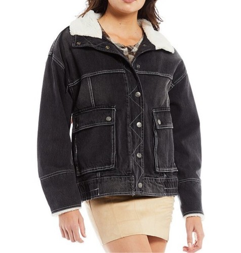 ARIEL COZY DENIM BOMBER JACKET 