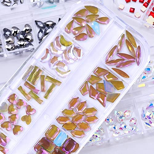 Blue-Purple Nail Art Rhinestones Kit 1680Pcs Crystal Rhinestone ...
