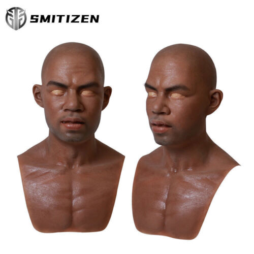 Smitizen Silicone Human Real Skin Mask Male Masken Fake Head Cosplay Fetish - Foto 1 di 11