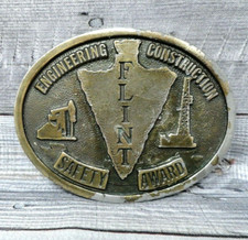 Flint Engineering Construction S A Belt Buckle Vintage 70s WSAW USA .CVB234