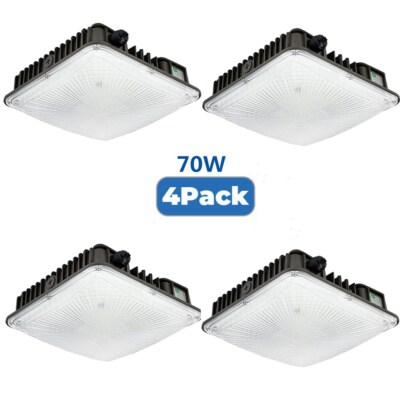 4 Pack of LED Canopy Light 70W White 5500K Parking Garage Security, Area Lights