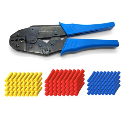Crimpzange 150 x Stossverbinder 50 er Rot / Blau / Gelb isoliert verbinder Zange